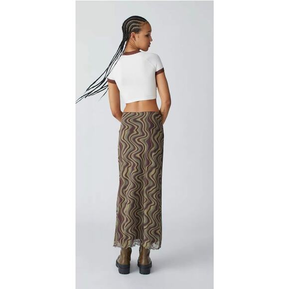 Urban Outfitter Y2K Style Wave Printed Maxi Mesh Maxi Skirt - Picture 2 of 10